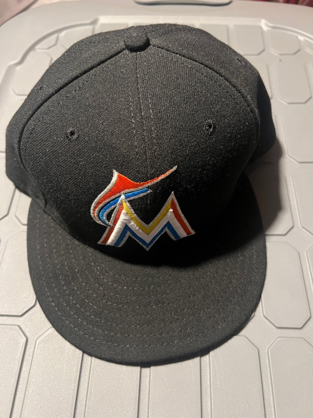 MLB Black Miami Marlins Logo Fitted Hat